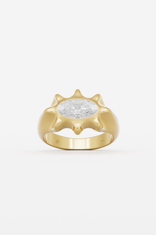 ALARA EARTH oval engagement ring with Lab diamond and Natural diamond in 18k yellow gold and 9k yellow gold